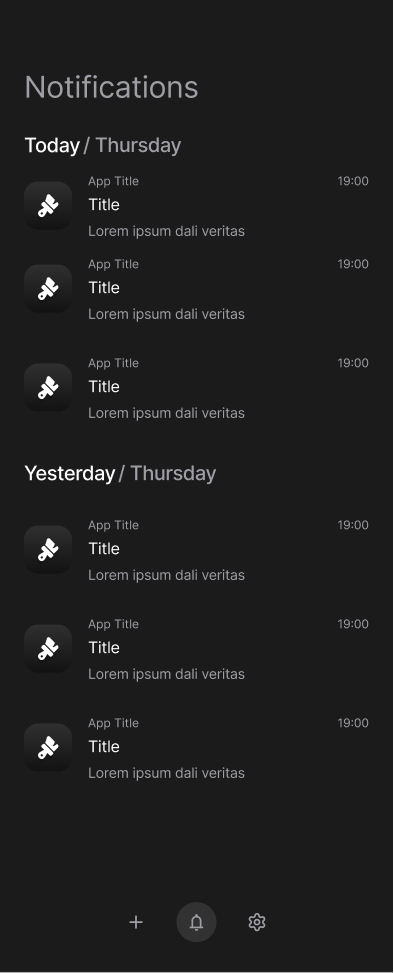 Notifications feed with grouped messages